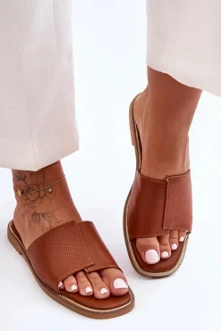 Klapki Damskie Skórzane Camel Harmony