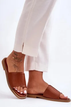 Klapki Damskie Skórzane Camel Harmony