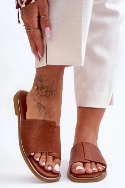 Klapki Damskie Skórzane Camel Harmony