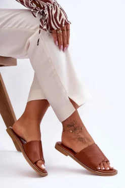 Klapki Damskie Skórzane Camel Harmony