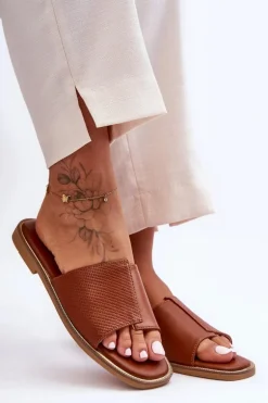 Klapki Damskie Skórzane Camel Harmony