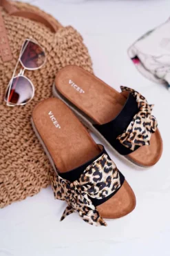 Klapki Damskie Vices Czarne Leopard 6275