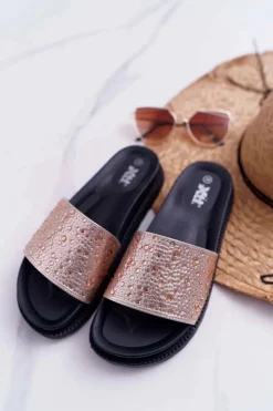 Klapki Damskie Z Cyrkoniami Champagne XTI 48821