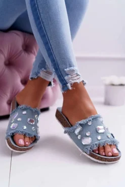 Klapki Damskie z Cyrkoniami Jeans Koko
