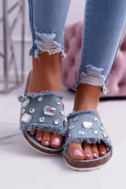 Klapki Damskie z Cyrkoniami Jeans Koko