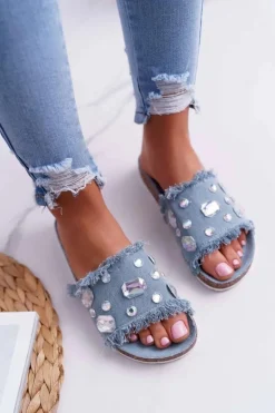 Klapki Damskie z Cyrkoniami Jeans Koko