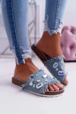 Klapki Damskie z Cyrkoniami Jeans Koko