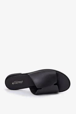 Klapki Damskie Z Eko Skóry Na Płaskim Obcasie Czarne Kalimira