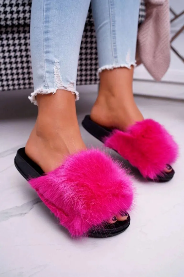 Klapki Damskie z Futerkiem Fuksja NiceFur