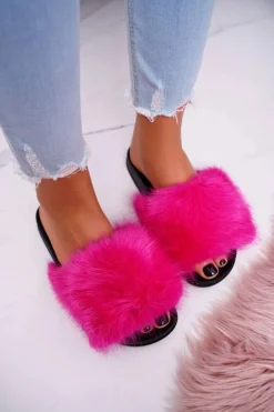 Klapki Damskie z Futerkiem Fuksja NiceFur