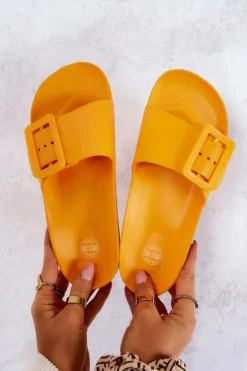 Klapki Damskie Z Klamrą Big Star FF274A393 Pomarańczowe