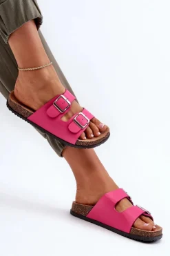Klapki Damskie Z Klamrami Fuksja Oliena