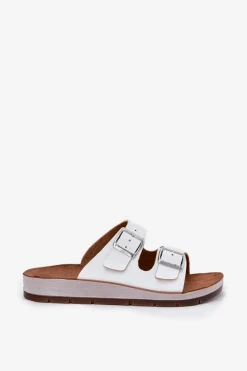 Klapki Damskie Z Klamrami Inblu CP000042 Białe