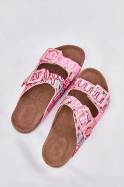 Klapki Damskie Z Klamrami I Brokatem S.Barski RB51-006 Różowe