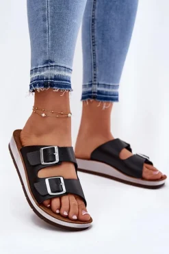 Klapki Damskie Z Klamrami Inblu CP000042 Czarne