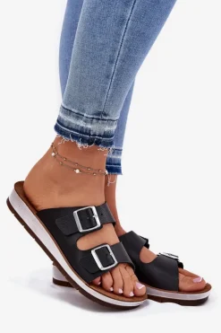 Klapki Damskie Z Klamrami Inblu CP000042 Czarne