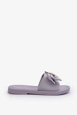 Klapki Damskie Z Kokardą Lawendowe Arsicada
