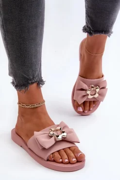 Klapki Damskie Z Kokardą Różowe Arsicada