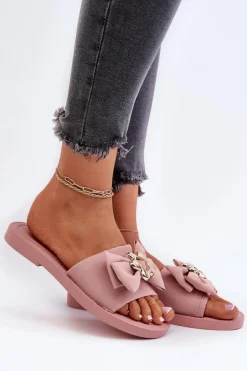 Klapki Damskie Z Kokardą Różowe Arsicada