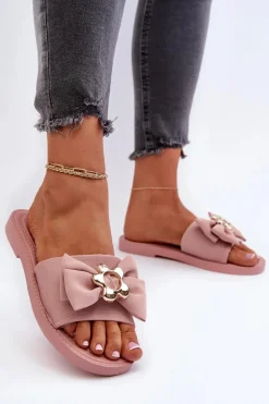 Klapki Damskie Z Kokardą Różowe Arsicada