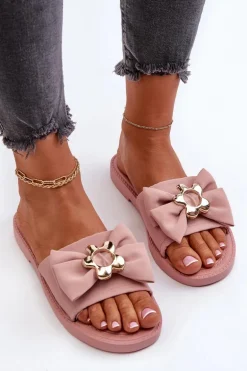 Klapki Damskie Z Kokardą Różowe Arsicada