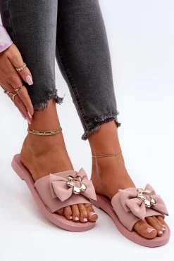 Klapki Damskie Z Kokardą Różowe Arsicada