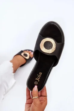 Klapki Damskie Z Ozdobą Czarne Cilima