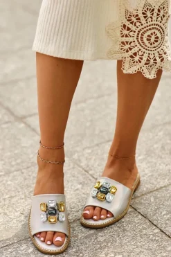 Klapki Damskie Z Ozdobami S.Barski KV27-031 Beżowe