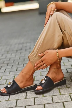 Klapki Damskie Z Ozdobami S.Barski KV27-031 Czarne