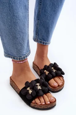 Klapki Damskie Z Ozdobami Czarne Bunlia