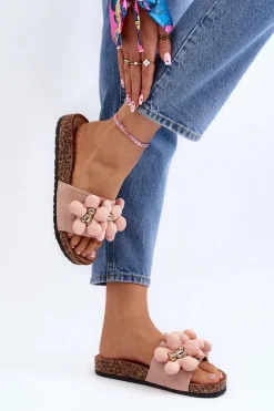 Klapki Damskie Z Ozdobami Różowe Bunlia