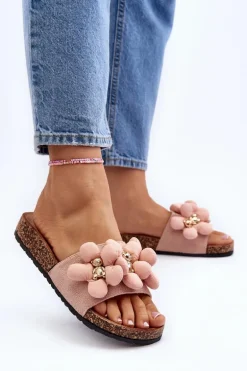 Klapki Damskie Z Ozdobami Różowe Bunlia