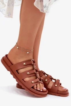 Klapki Damskie Z Paskami Camel Pasiriela