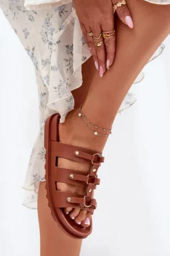 Klapki Damskie Z Paskami Camel Pasiriela