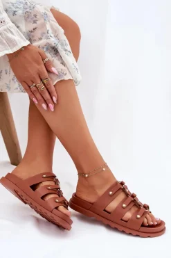 Klapki Damskie Z Paskami Camel Pasiriela