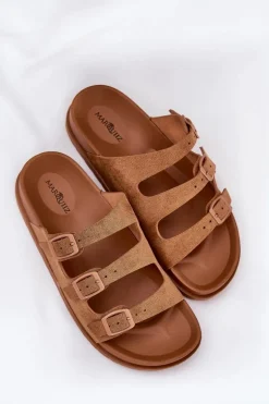 Klapki Damskie Z Paskami I Klamrami Camel Uliri