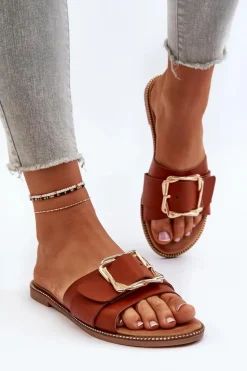 Klapki Damskie Z Paskiem I Klamrą Camel Opahiri