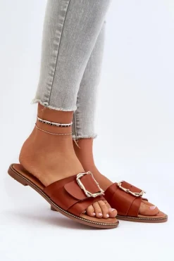 Klapki Damskie Z Paskiem I Klamrą Camel Opahiri