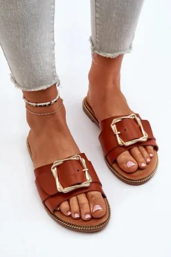 Klapki Damskie Z Paskiem I Klamrą Camel Opahiri