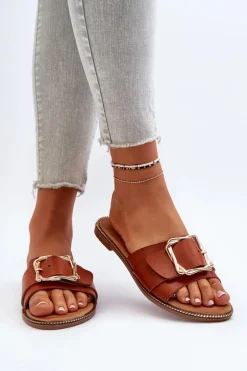 Klapki Damskie Z Paskiem I Klamrą Camel Opahiri