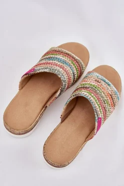Klapki Damskie Z Plecionką Na Koturnie Multikolor Norozi
