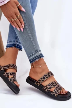 Klapki Damskie Z Rzepem Vinceza 17401 Panterka