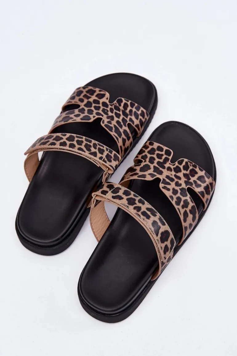 Klapki Damskie Z Rzepem Vinceza 17401 Panterka