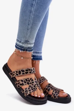 Klapki Damskie Z Rzepem Vinceza 17401 Panterka