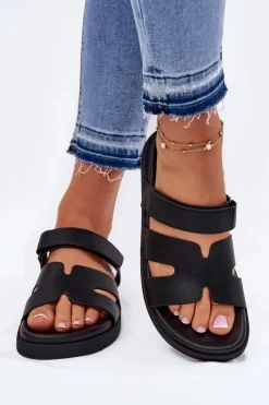 Klapki Damskie Z Rzepem Vinceza 17401 Czarne