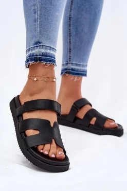 Klapki Damskie Z Rzepem Vinceza 17401 Czarne