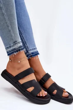 Klapki Damskie Z Rzepem Vinceza 17401 Czarne