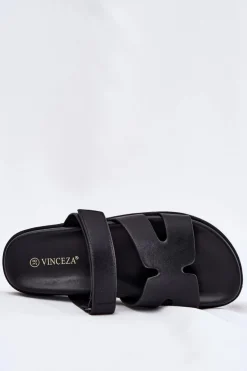 Klapki Damskie Z Rzepem Vinceza 17401 Czarne