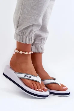 Klapki Japonki Damskie Na Koturnie Big Star NN274A726 Białe