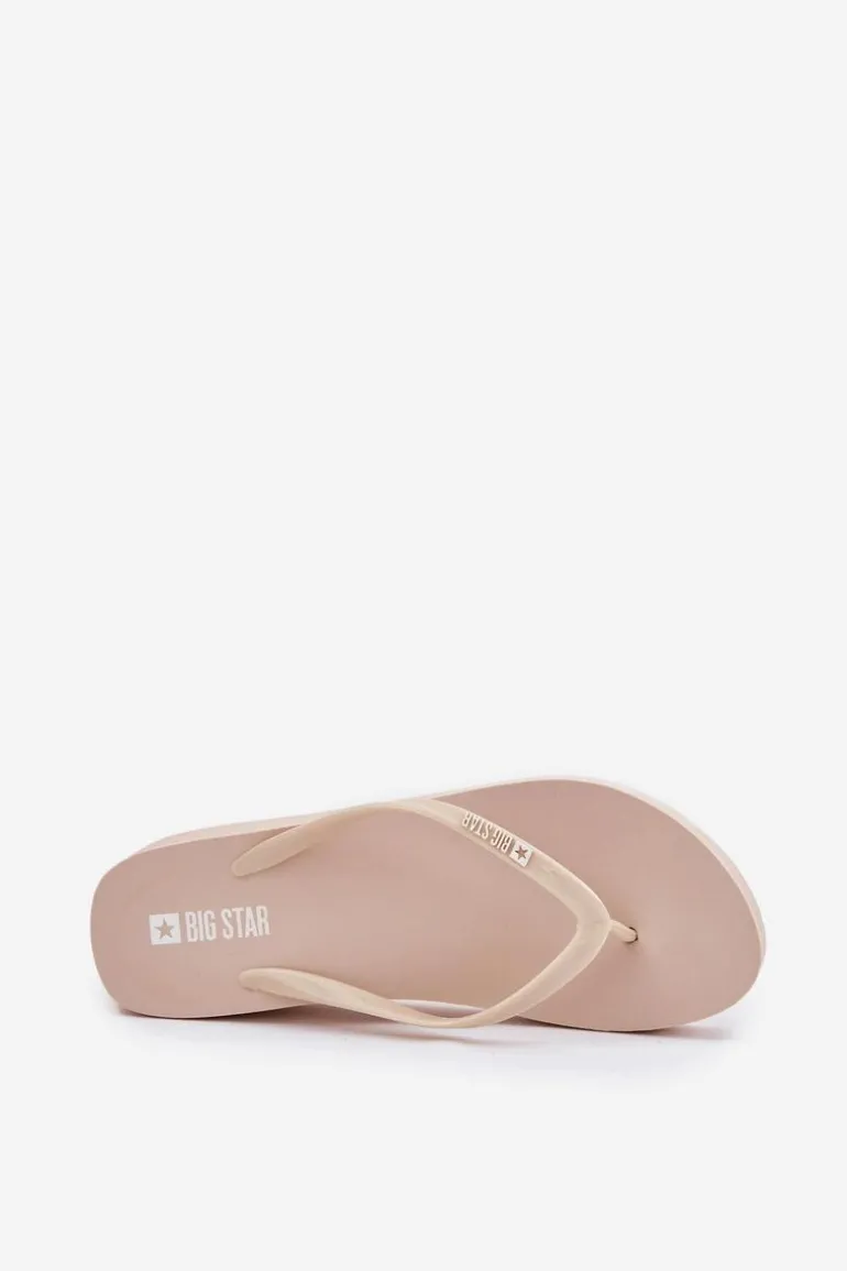 Klapki Japonki Damskie Na Koturnie Big Star RR274A551 Beżowe
